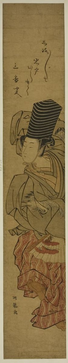 Young Woman Performing Sanbaso Dance, c. 1775. Creator: Isoda Koryusai