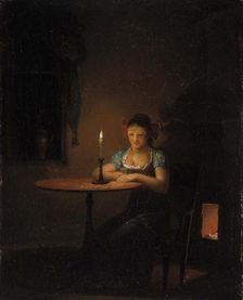Young Woman Playing Patience, 1807. Creator: Alexander Lauréus
