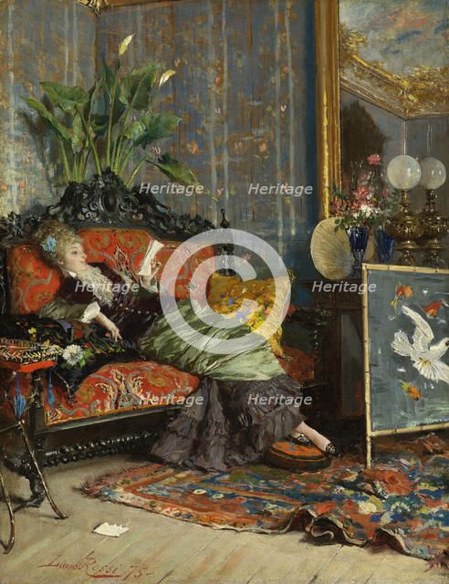Young Woman Reading, 1875. Creator: Lucius Rossi.