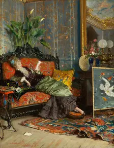 Young Woman Reading, 1875. Creator: Lucius Rossi