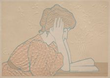 Young Woman Reading, 1896. Creator: Alexandre-Louis-Marie Charpentier (French, 1856-1909); from the edition issued for The Studio