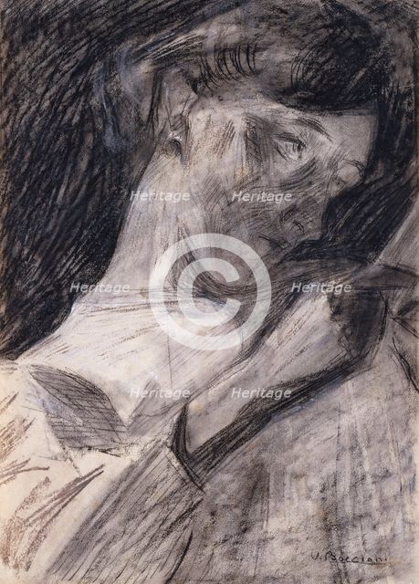 Young Woman Reading (Ines), 1909-10. Creator: Umberto Boccioni.