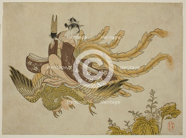 Young Woman Riding a Phoenix, 1765. Creator: Suzuki Harunobu.