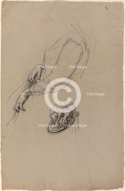 Young Woman's Hands and Beribboned Hat, 1890s. Creator: Unknown.