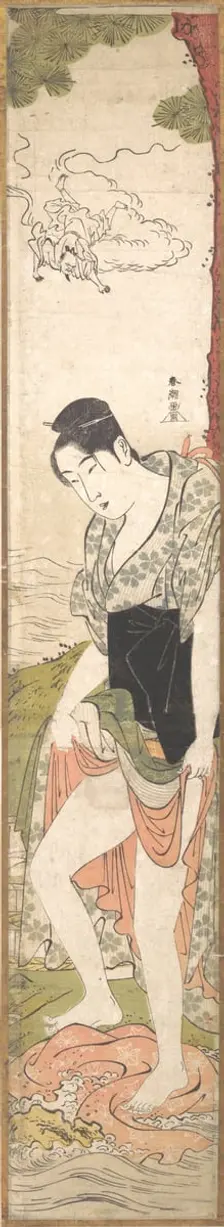 Young Woman Washing Clothes in the River, late 18th-early 19th century. Creator: Katsukawa Shuncho