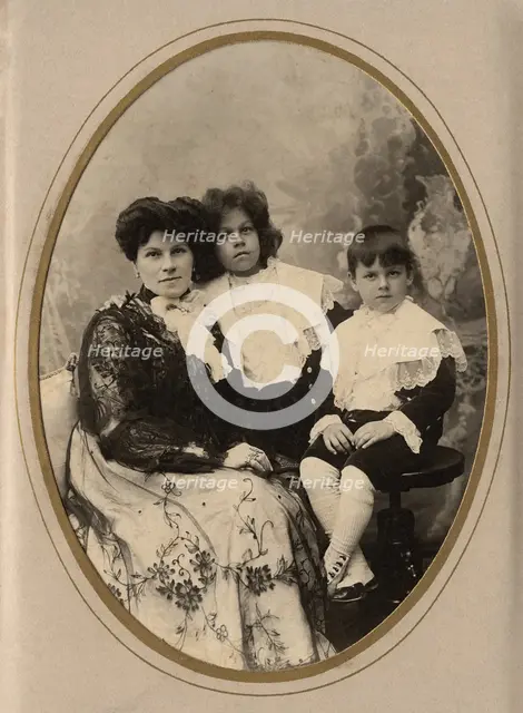 Young Woman with Two Children, late 19th cent - early 20th cent. Creator: IV Bulatov.