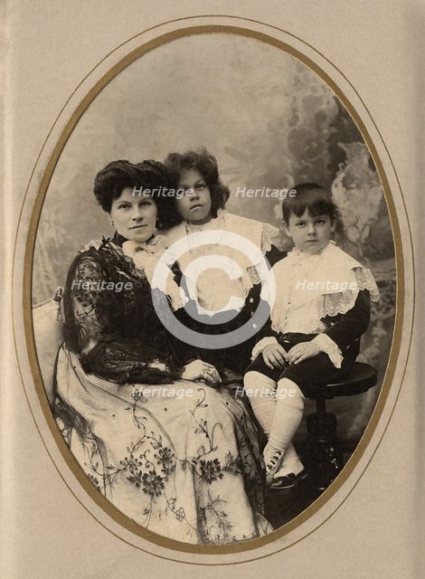 Young Woman with Two Children, late 19th cent - early 20th cent. Creator: IV Bulatov.