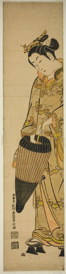 Young Woman with Umbrella, c. 1740s. Creator: Ishikawa Toyonobu