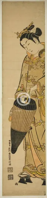 Young Woman with Umbrella, c. 1740s. Creator: Ishikawa Toyonobu.