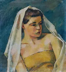 Young woman with veil, 1936. Creator: Anton Hula