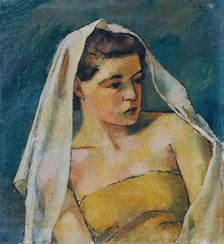 Young woman with veil, 1936. Creator: Anton Hula