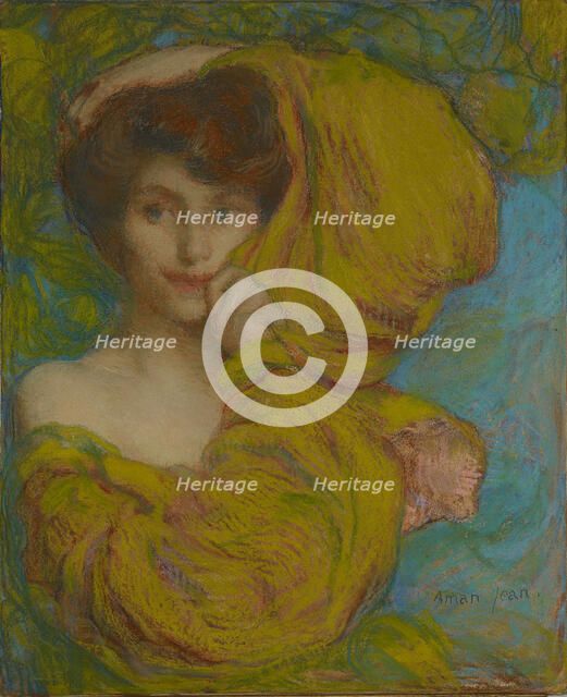 Young woman with yellow scarf, c. 1900. Creator: Aman-Jean, Edmond François (1858-1936).