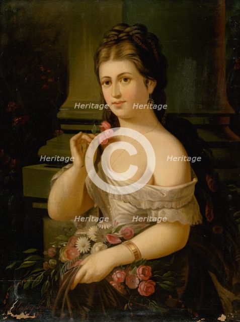 Young Woman with a Bouquet, 1874. Creator: Alexander Nyulassy.