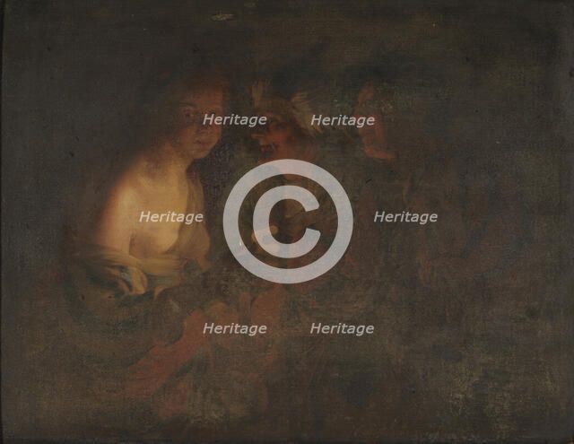 Young Woman with a Candlestick, Old Woman and a Violin Player, 1605-1656. Creators: Gerrit van Honthorst, Godfried Schalcken.