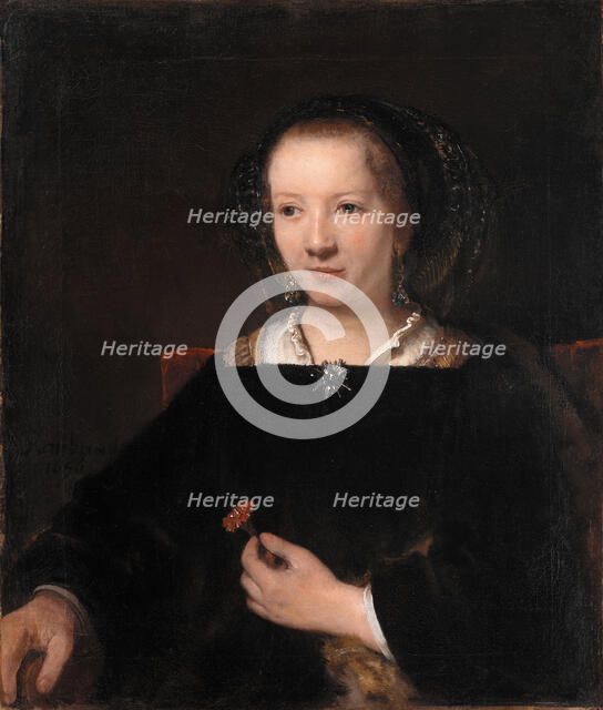 Young Woman with a Carnation, 1656. Artist: Rembrandt van Rhijn, (School)  