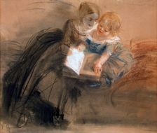 Young Woman with a Child, between 1844 and 1850. Creator: Menzel, Adolph Friedrich, von (1815-1905)