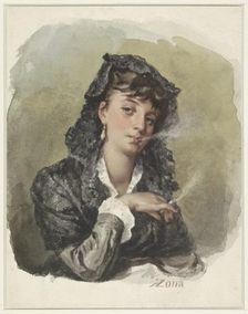 Young woman with a cigarette, 1823-1892. Creator: Antonio Zona