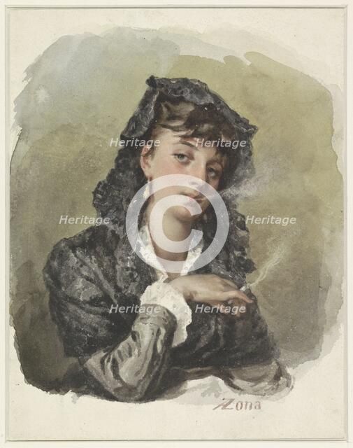Young woman with a cigarette, 1823-1892. Creator: Antonio Zona.