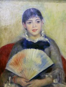 Young Woman with a Fan 1880. Artist: Pierre-Auguste Renoir