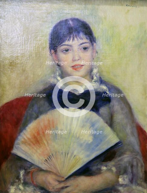 'Young Woman with a Fan', 1880. Artist: Pierre-Auguste Renoir