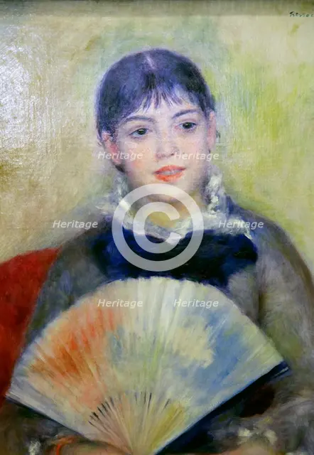 'Young Woman with a Fan', 1880. Artist: Pierre-Auguste Renoir