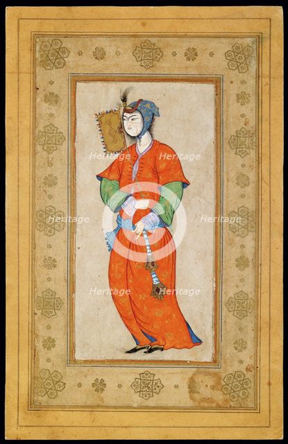 Young Woman with a Fan. Artist: Riza-i Abbasi (ca. 1565-1635)