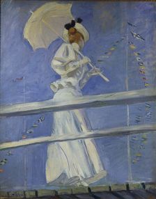 Young Woman with a Parasol on a Jetty, c1900. Creator: Helleu, Paul César (1859-1927)
