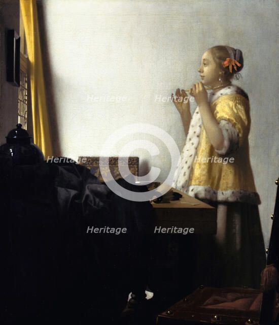 Young Woman with a Pearl Necklace, ca 1662. Artist: Vermeer, Jan (Johannes) (1632-1675)