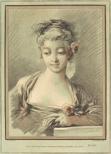 Young Woman with a Rose, c. 1776. Creator: Gilles Demarteau