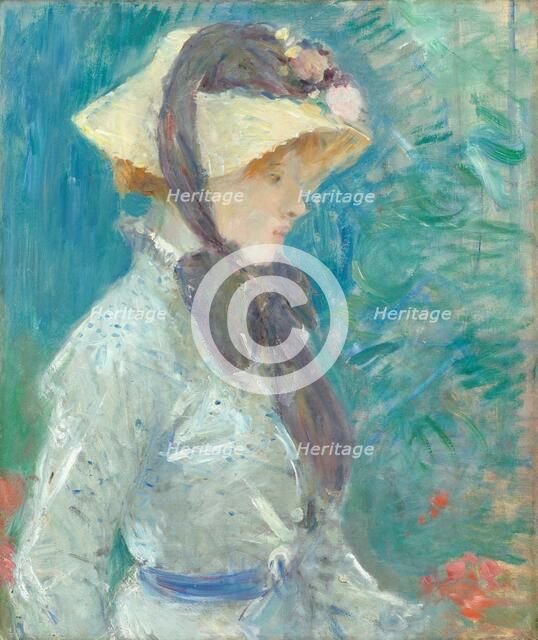 Young Woman with a Straw Hat, 1884. Creator: Berthe Morisot.