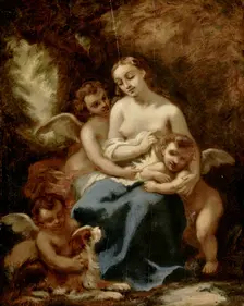Young woman with cherubs, 1830-1873. Creator: Narcisse Virgile Diaz de la Pena