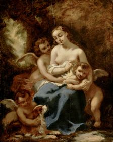 Young woman with cherubs, 1830-1873. Creator: Narcisse Virgile Diaz de la Pena