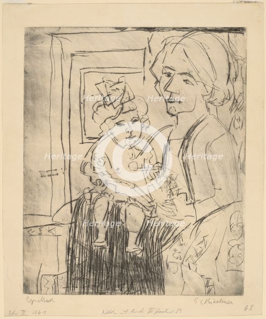 Young Woman with Child, 1923. Creator: Ernst Kirchner.