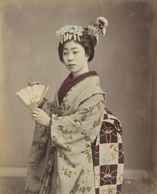 Young Woman with Fan, c. 1890. Creator: Kimbei, Kusakabe (1841-1932)