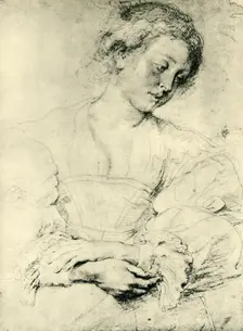Young Woman with Folded Hands 1629-1630, (1943). Creator: Peter Paul Rubens