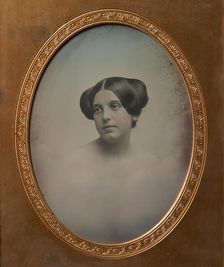 Young Woman with Hair Styled in Two Buns, 1850s. Creators: Josiah Johnson Hawes, Albert Sands Southworth