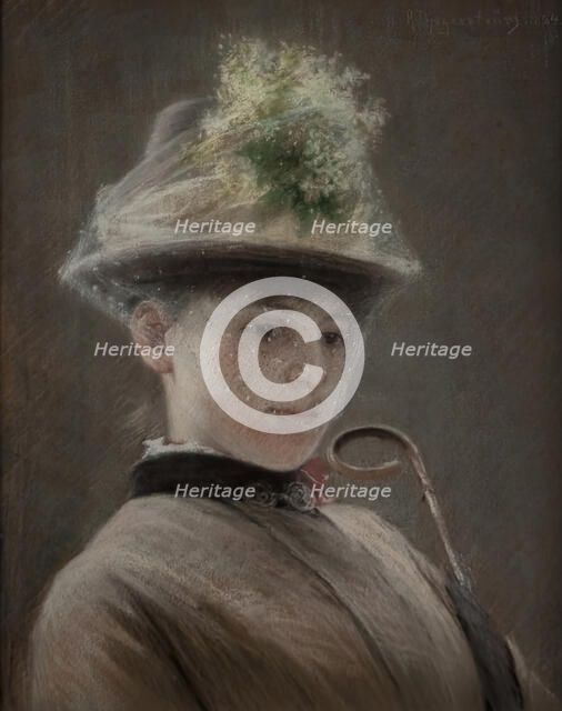 Young woman with hat, 1884. Creator: Robert Thegerstrom.