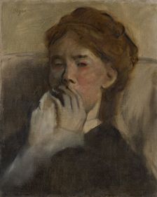 Young Woman with Her Hand over Her Mouth, ca. 1875. Creator: Edgar Degas