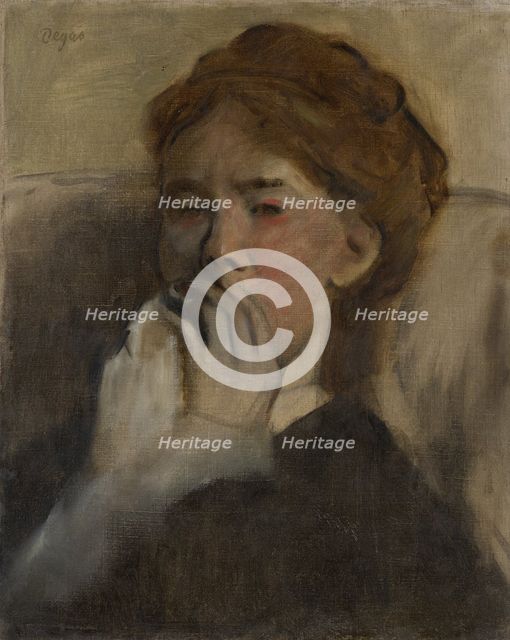 Young Woman with Her Hand over Her Mouth, ca. 1875. Creator: Edgar Degas.