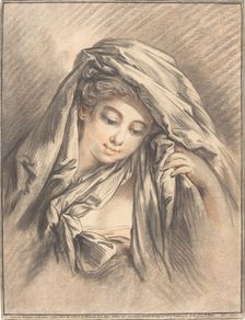 Young Woman with Her Head Covered, 1767. Creator: Gilles Demarteau