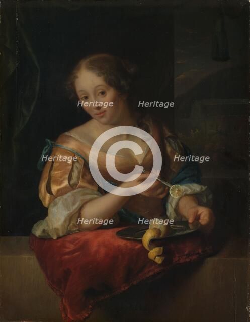 Young Woman with Lemon, 1685-1690. Creator: Godfried Schalcken.