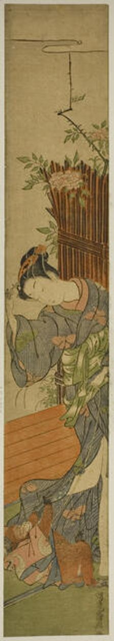 Young Woman with Pet Monkey, c. 1770. Creator: Isoda Koryusai