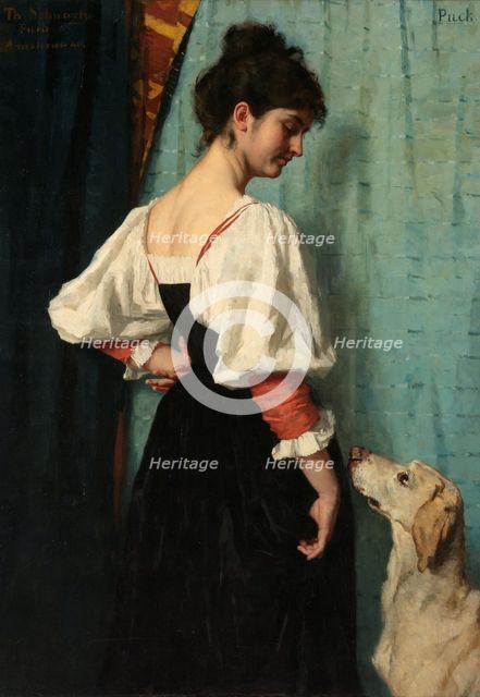 Young Woman, with 'Puck' the Dog, c.1885-c.1886. Creator: Thérèse Schwartze.