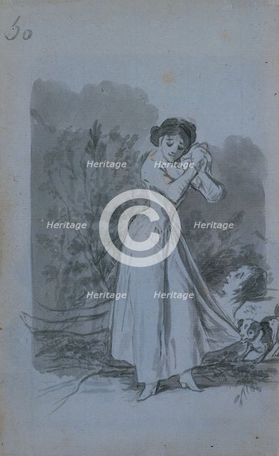 Young Woman Wringing Her Hands over a Man's Naked Body (verso), 1796-97. Creator: Francisco de Goya (Spanish, 1746-1828).