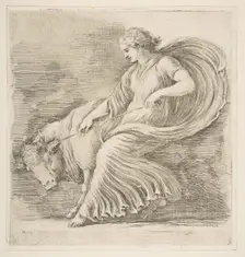 Young Woman Trying to Stop a Bull, ca. 1660. Creator: Stefano della Bella