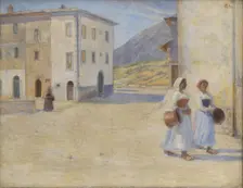 Young women going to the well at midday, Cività d'Antino, 1890. Creator: Henry Lørup
