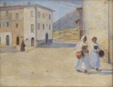 Young women going to the well at midday, Cività d'Antino, 1890. Creator: Henry Lørup