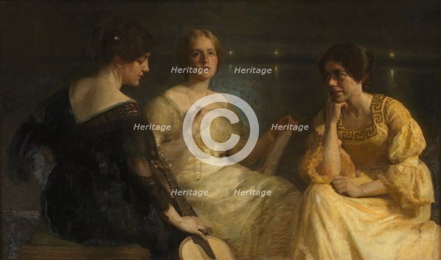 Young women. From left: Karen Bramsen; the artist's wife Esther, née Lange; Johanne Munch..., 1904. Creator: Julius Paulsen.