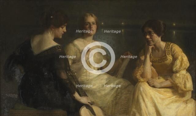 Young women. From left: Karen Bramsen; the artist's wife Esther, née Lange; Johanne Munch..., 1904. Creator: Julius Paulsen.