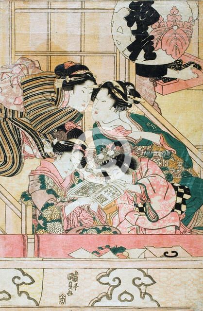Young Women in a Theater Balcony, c1820s. Creator: Utagawa Kunisada.